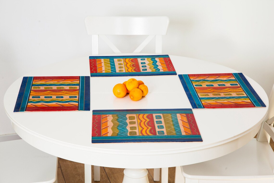 Geometric Placemat Decorative Placemats Wood Table Mats for Etsy