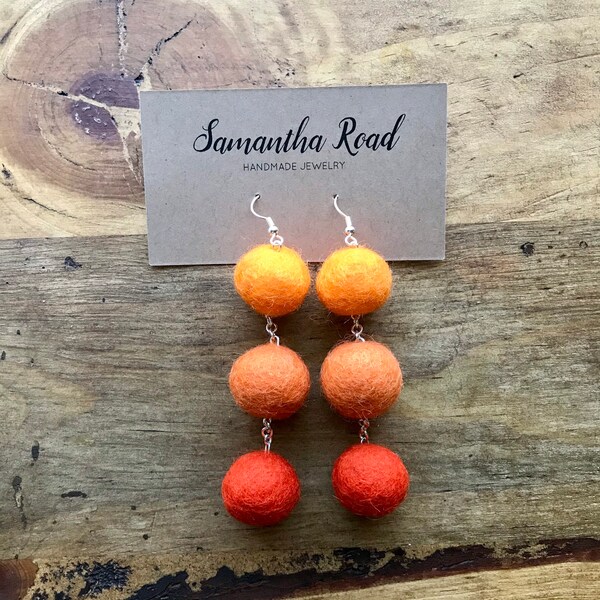 Felted Ball Earrings Etsy