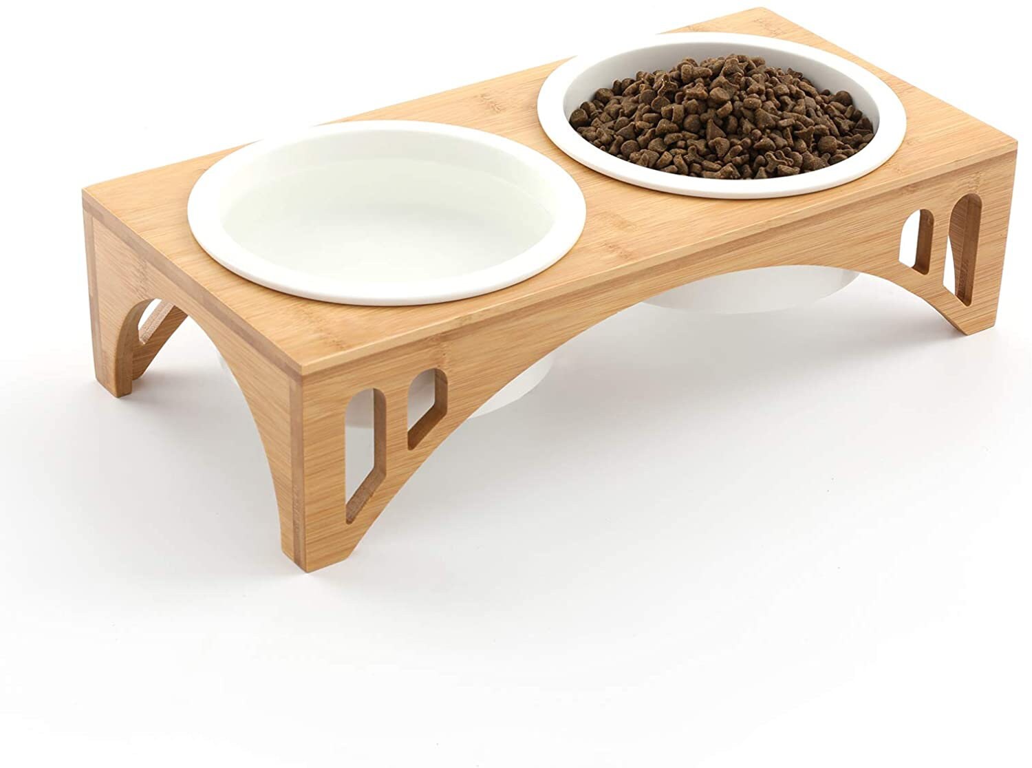 Ceramic Dog Bowls Elevated Dog Bowls with Solid Bamboo 17 OZ Etsy