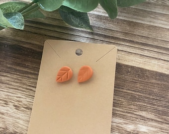 Orange Leaf Stud Earrings | Autumn Leaf Earrings