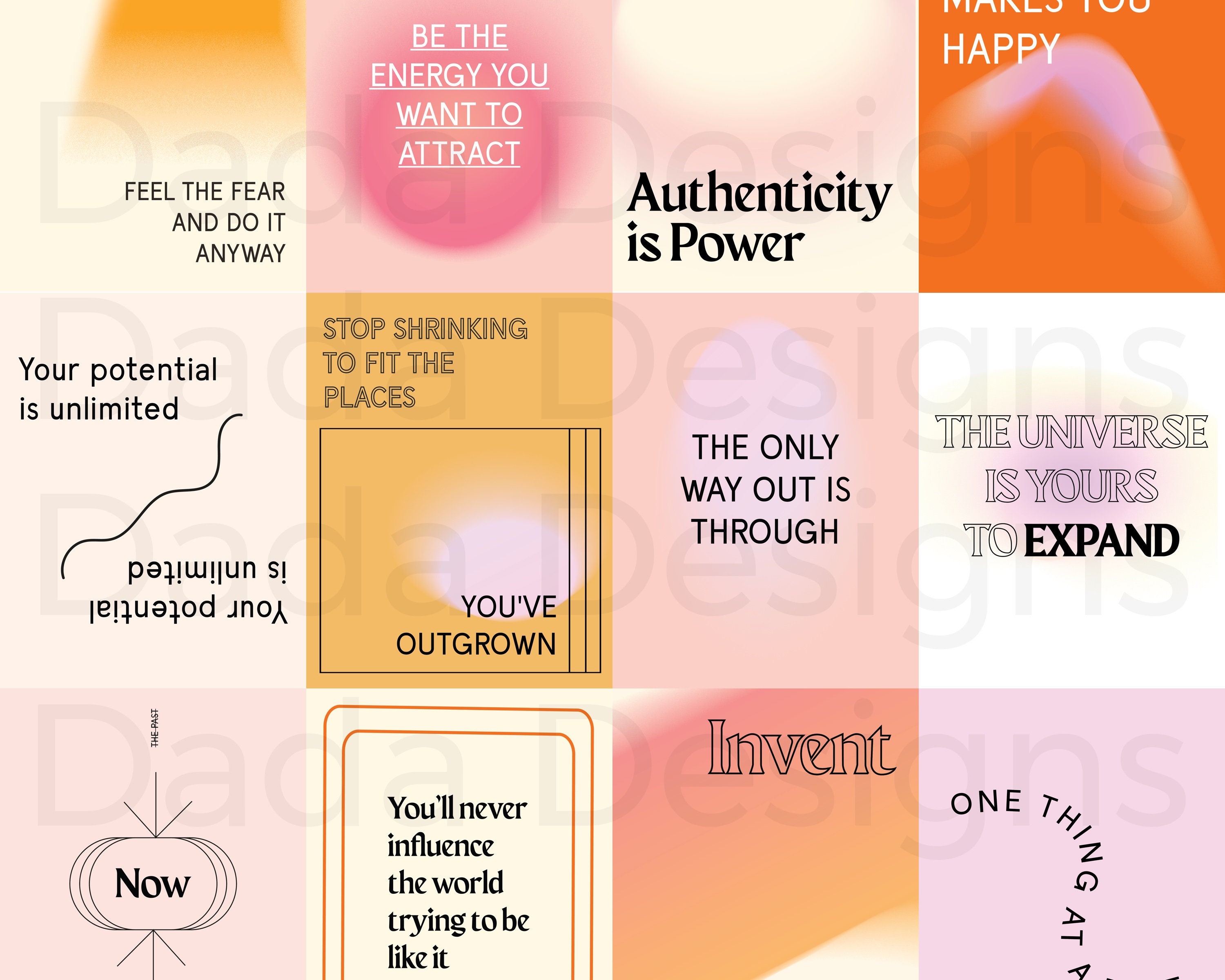 Sunset Gradient Quotes Trendy Inspirational Printable Wall Etsy