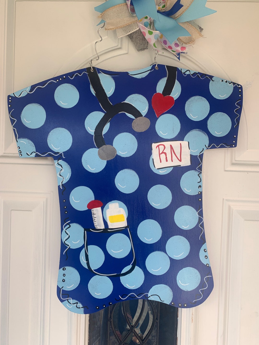 Nurse Scrub Door Hanger, Wooden Door Hanger, Nurse Scrub Decor, Wood