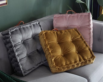 Square sofa cushion Dutch Velvet cushion Pillow diameter 16.5'' biscuit cushion plushie Soft bed cushion gray Natural cushion Safe comfort