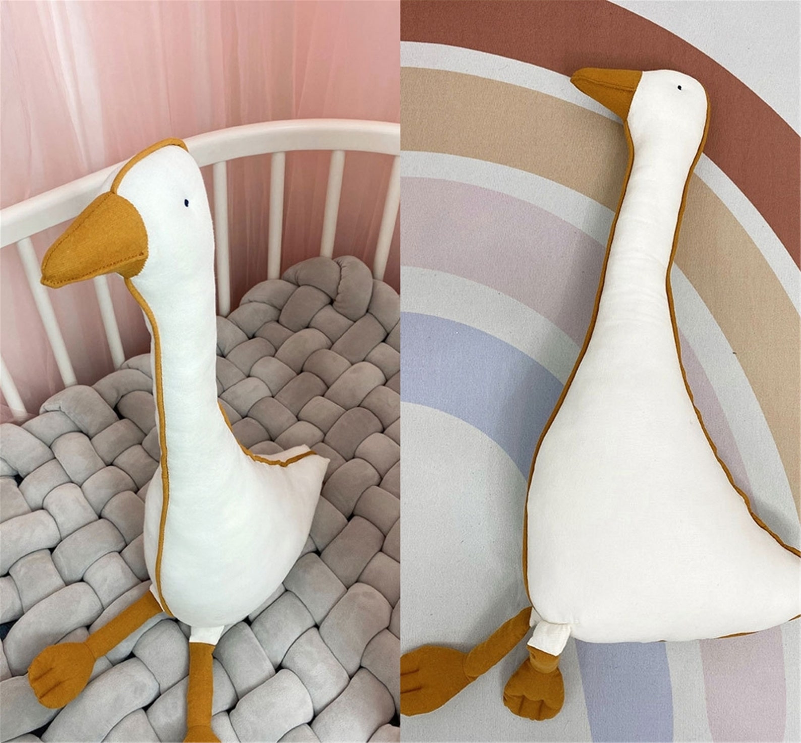 Minimalist goose plush toy with brown stripeGoose Plush Toys Etsy