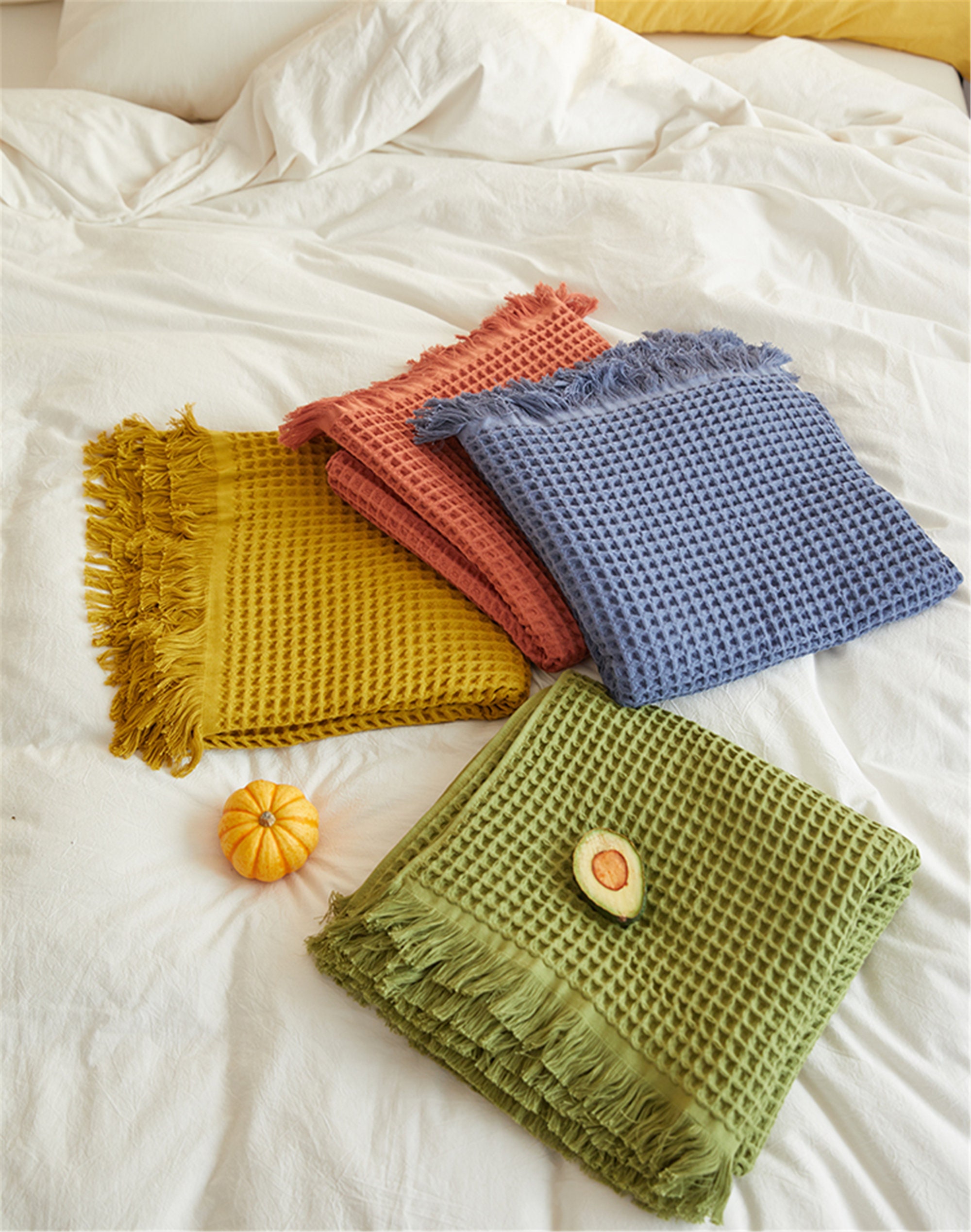 55in55in Grass green knit blanket throws 100 Cotton Warm Etsy