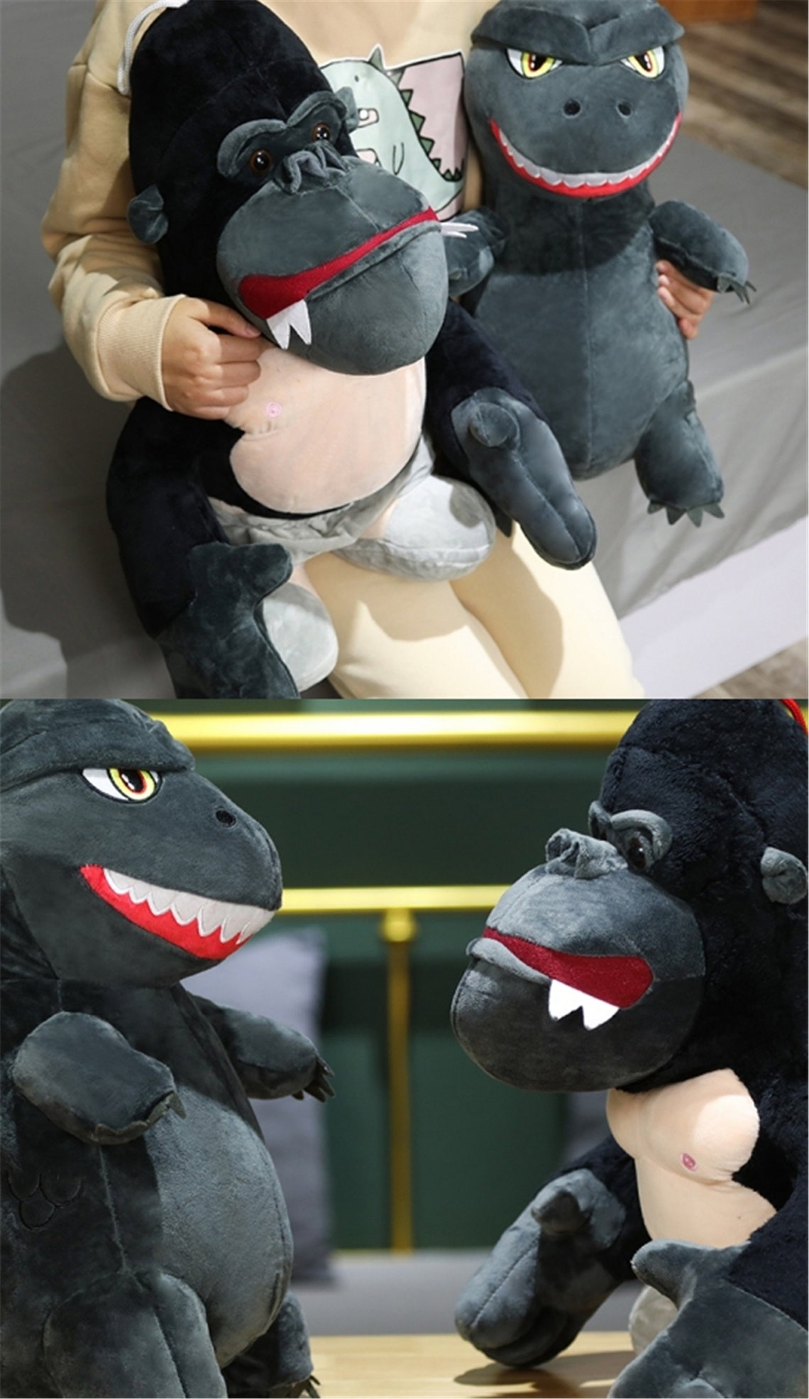 Godzilla Vs Kong Plush Toys Monster Godzilla Plushie Gray King Etsy UK