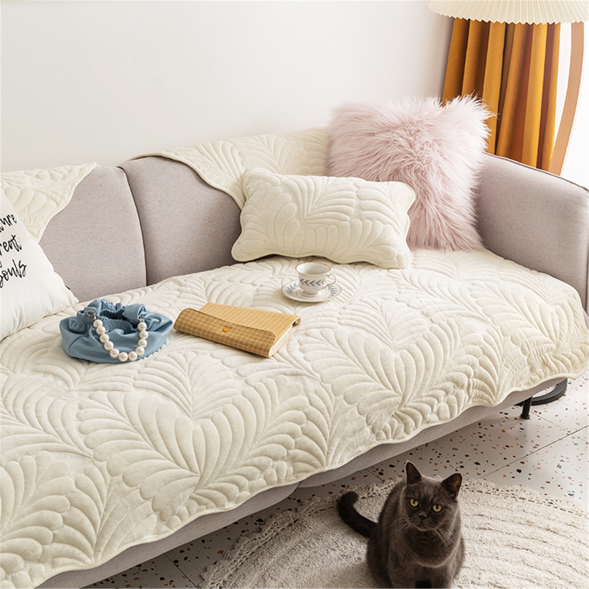 Sofa Bed Cover Custom Size Velvet Plush Mat Seat Palm Tree Etsy