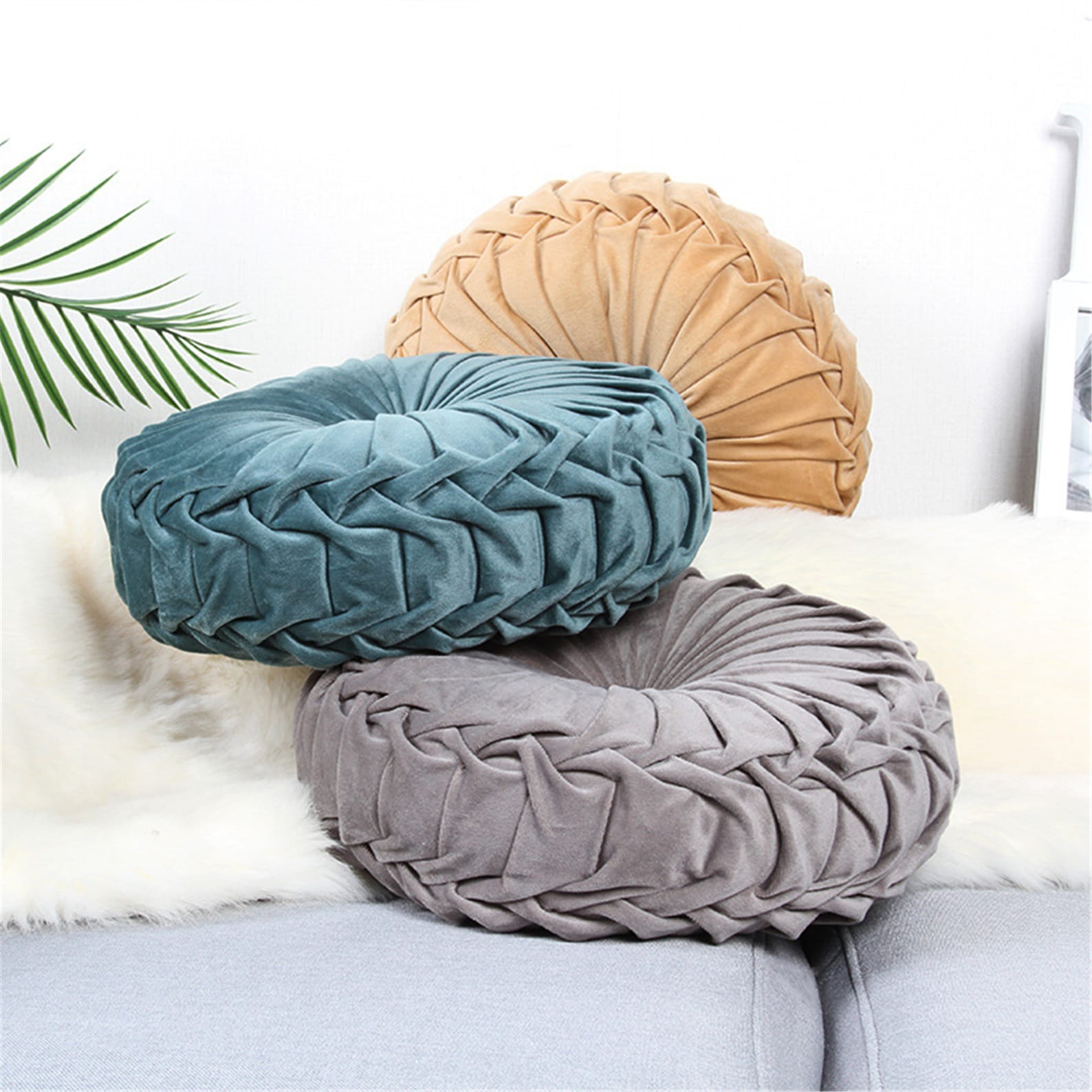 Round Velvet Cushion for Sofa Bed Round Pillow Cushion Futon Etsy