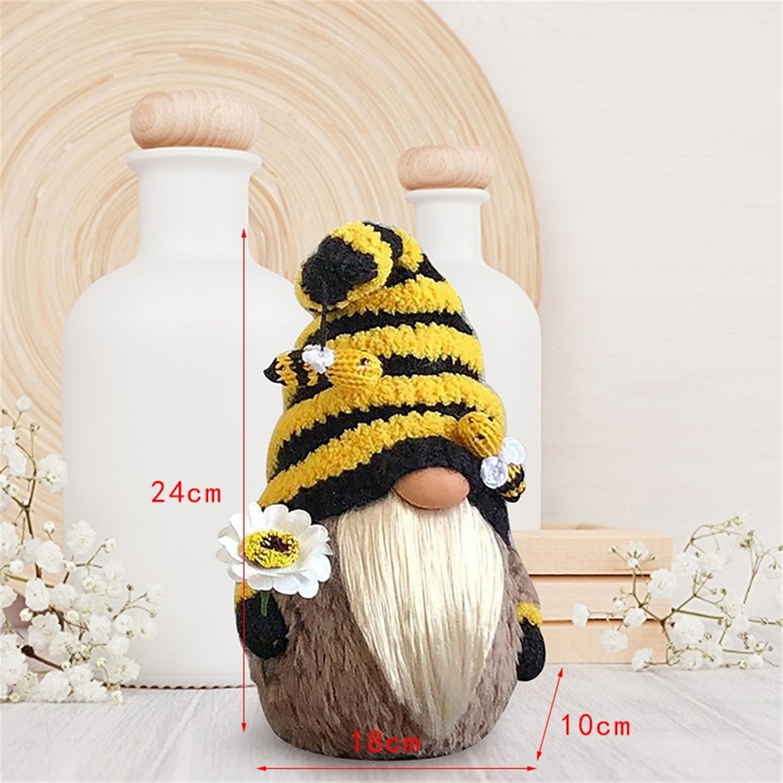 Small cute Spring gnome plush toy Bee doll ornaments Knitted Etsy