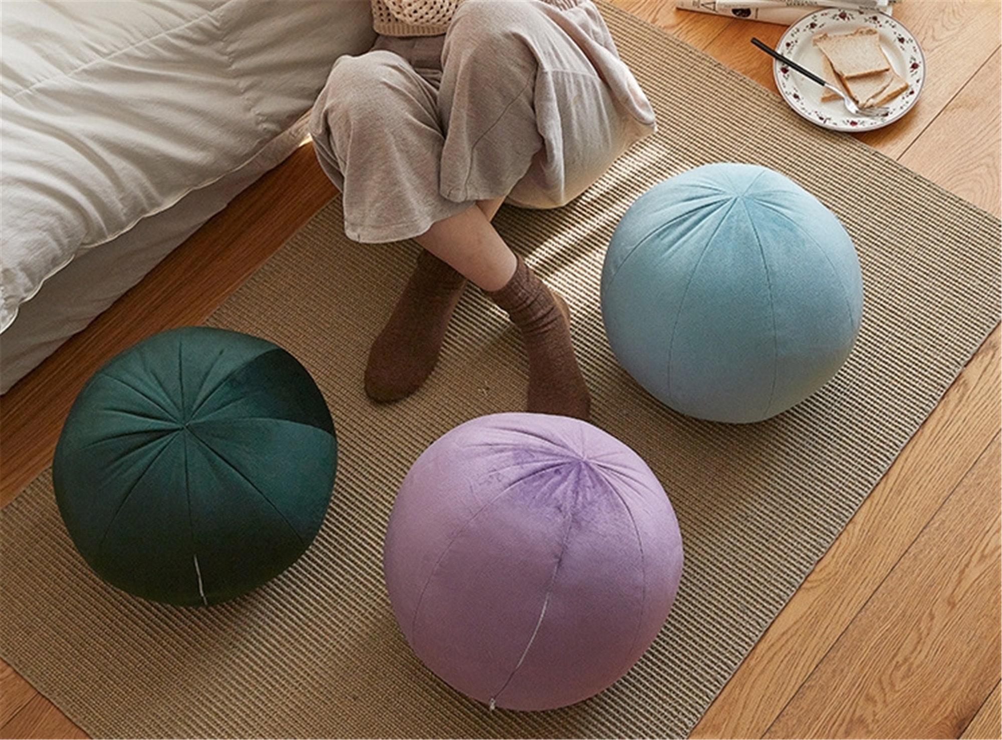 17.7'' Colorful Round Ball Cushion Green Spherical Etsy