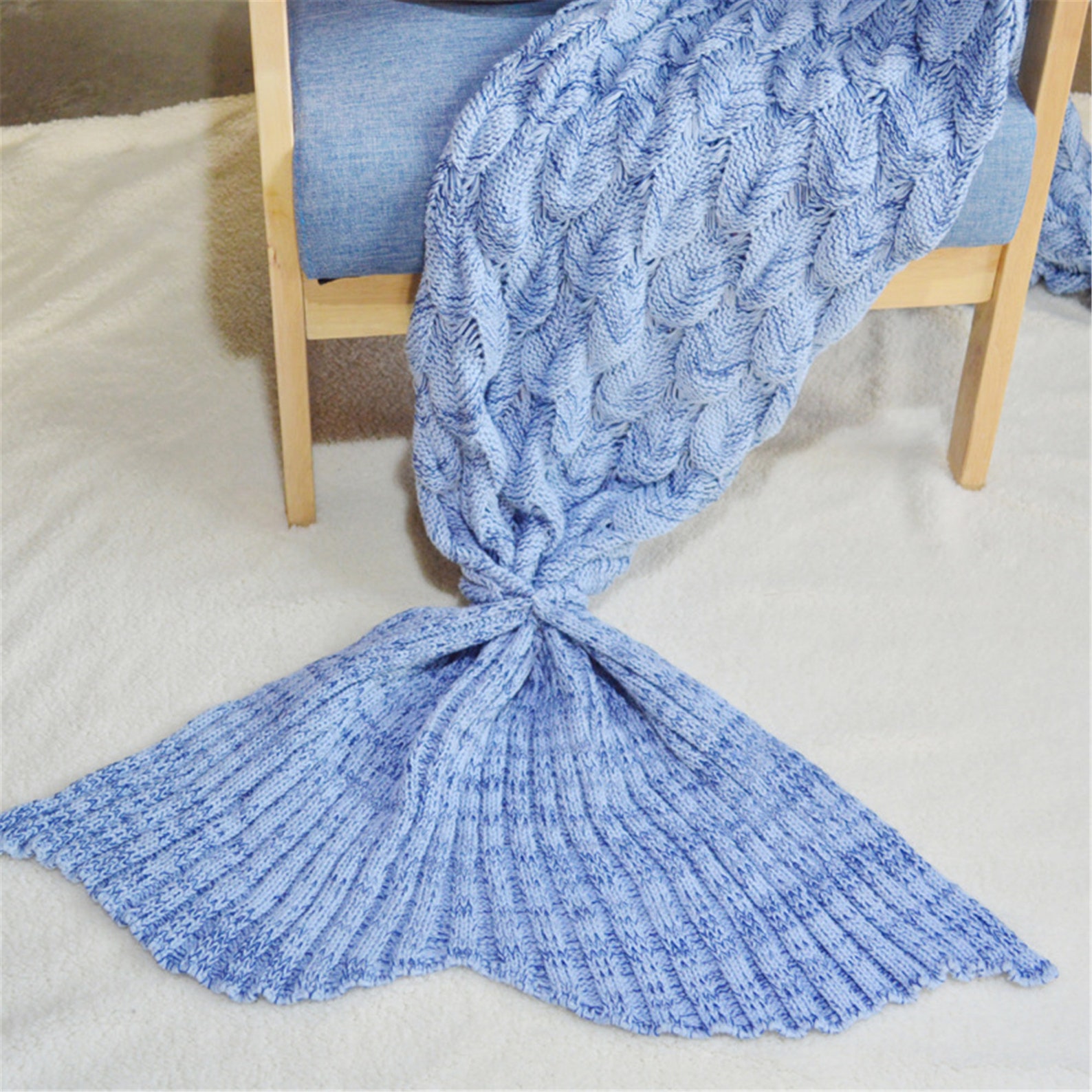 Knitted Mermaid Tail Blanket Costume Fish Scale Throw Blanket Etsy