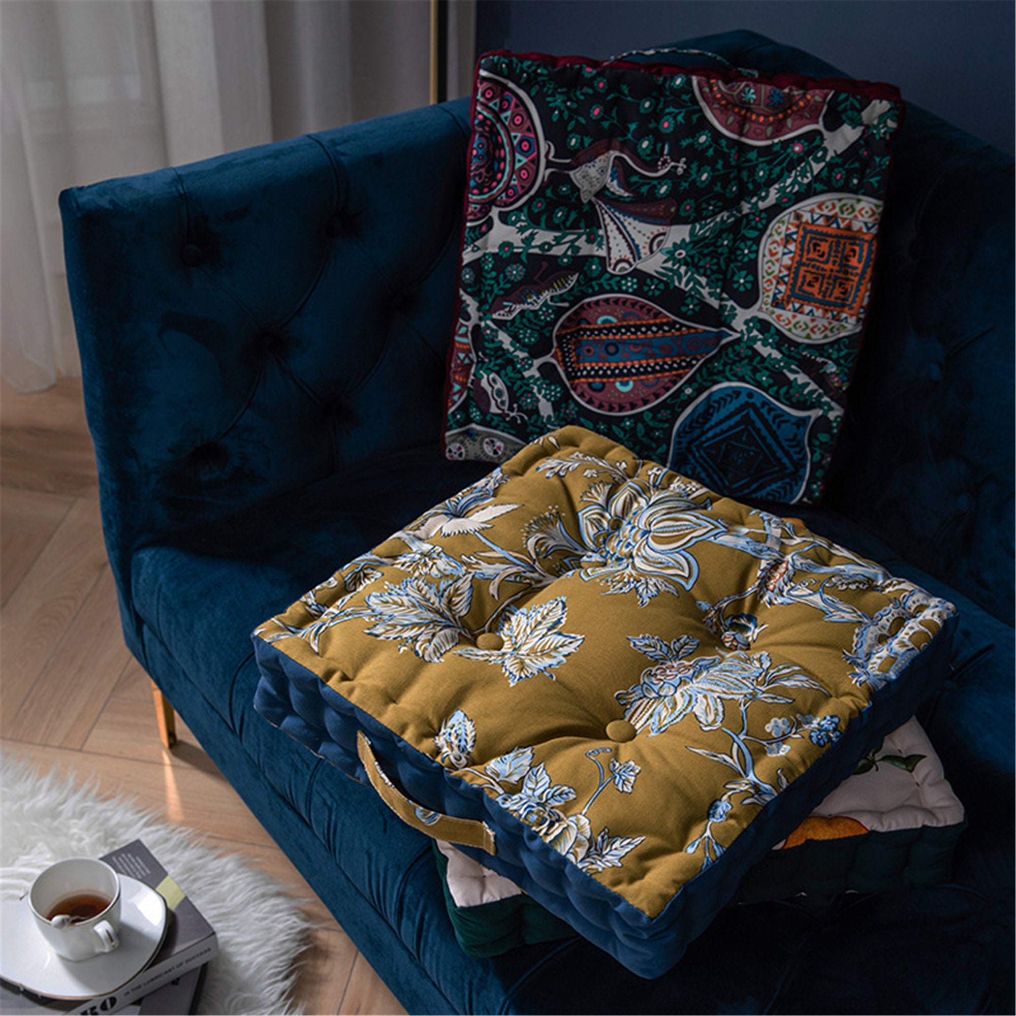 Thickness 3.1 inch Cotton Cushion Seat Cushion Floral style Etsy