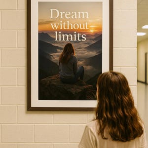 Dream Without Limits – Inspirational Mountain Sunrise Wall Art