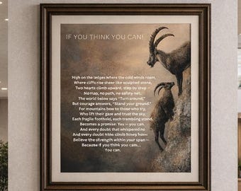 Bergziege Gedicht Kunstdruck - Inspiration Wildtiere (Digitaler Download)