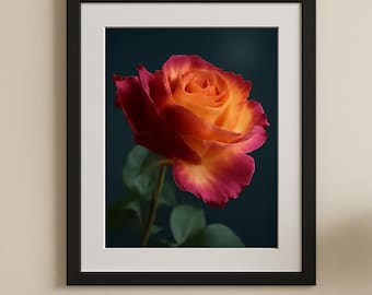 Zweifarbige Rose-Fotografie-Druck: Magenta & Gold (digitaler Download)