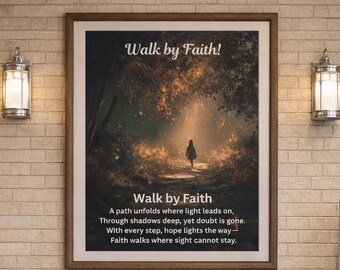 Walk by Faith - Inspirierende christliche Wandkunst | Spiritueller Waldweg-Druck