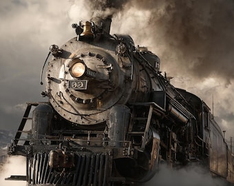 Alte Ironsides Dampflokomotive – Kraftvoller Vintage Zug aus nächster Nähe | Eisenbahn Wand Kunst Druck