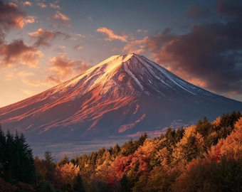 Mount Fuji Sunset Print – Japan Landschaft Wandkunst
