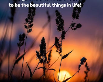 Sunset Wildblumen Zitat Wand Kunst Druck - Inspirierende Natur Fotografie - Motivierendes Home Dekor