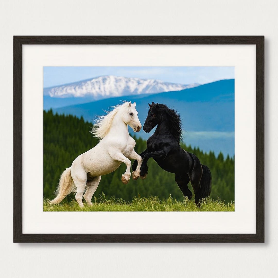 Black and White Horses in the Mountains – Majestic Equine Fine Art ...