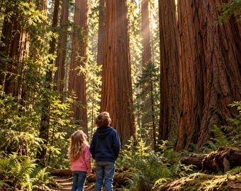 Affiche pour enfants Forêt de séquoias | Téléchargement numérique | Impression Aventure en pleine nature