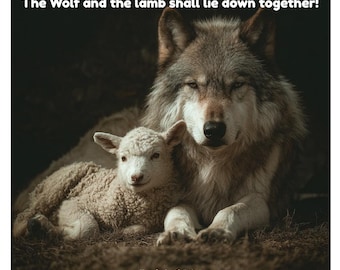 Wolf und Lamm Wandkunst - Jesaja 65:25 Schriftdekor (Digitaler Download)
