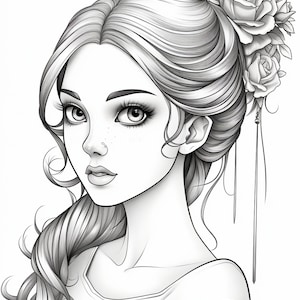 40 Coloring Pages of Pretty Girls. Good for Both Adults and Children. Pick the Page You Like and ...