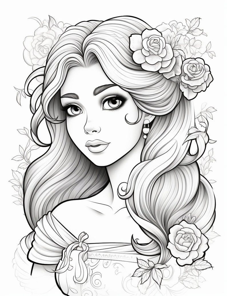 40 Coloring Pages of Pretty Girls. Good for Both Adults and - Etsy Canada