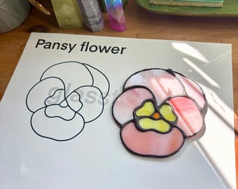 Stained Glass Pansy Flower Digital PDF Pattern Outline