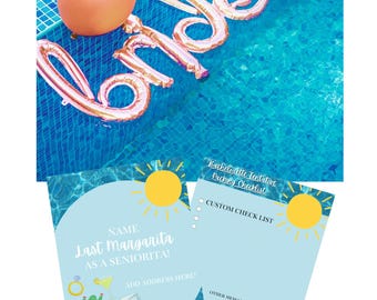 Editable Pool Themed Bachelorette Invitations Digital Download Beach Bachelorette with Checklist