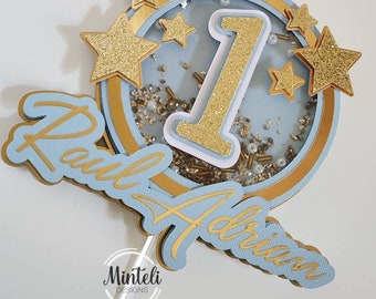Twinkle twinkle little Star theme Custom Personalized Cake Topper shaker for birthday celebration or Baptism - Any color