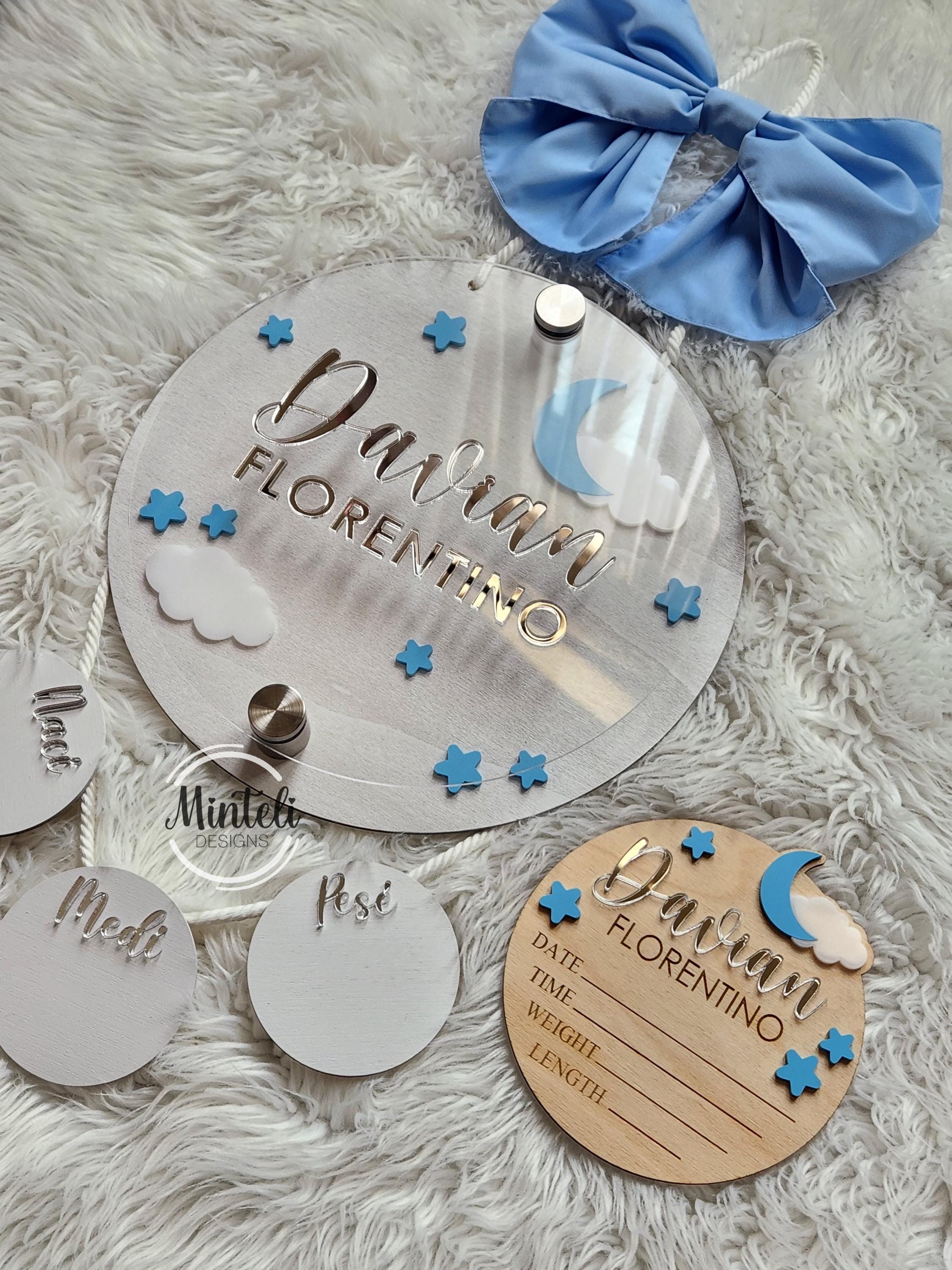 Newborn Baby Birth Stats Board Wood & Acrylic, 3d Style, Nursery Modern ...