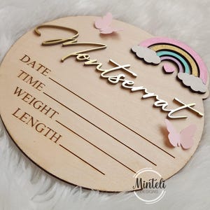 Rainbow Theme Newborn Baby Birth Stats Board Wood Acrylic Sign, 3d ...
