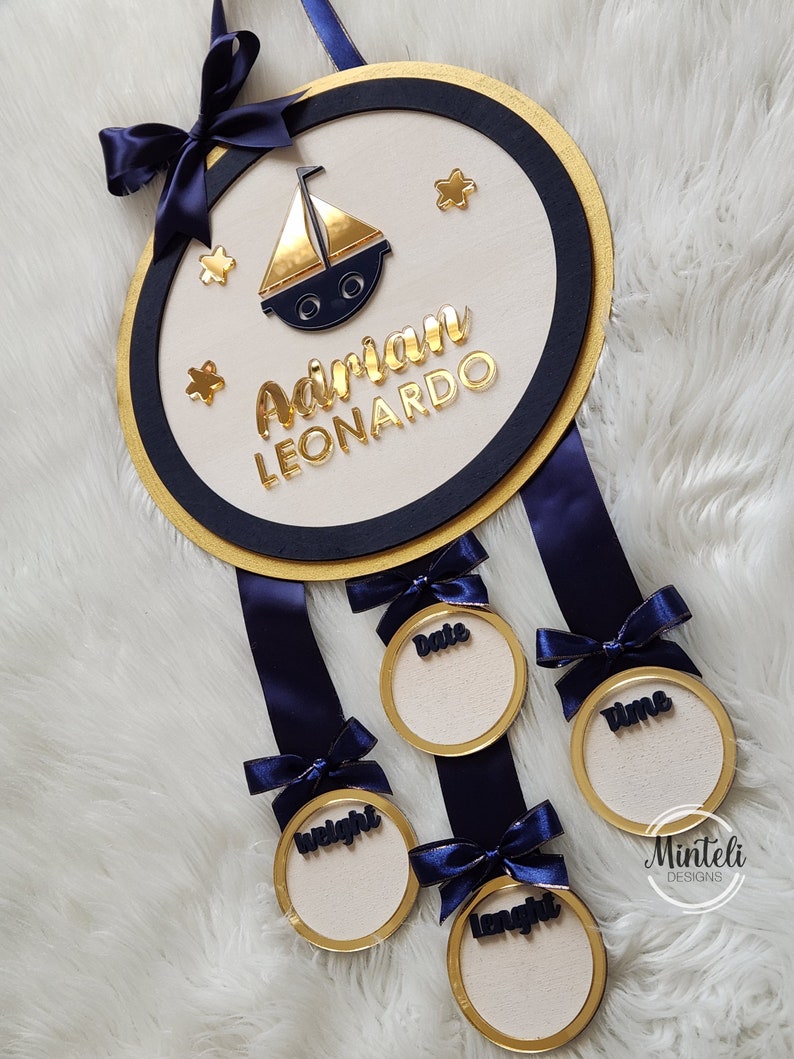 Newborn Baby Custom Birth Stats Board Sign Wood and Acrylic Elegant ...