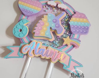 Pop It Pastel Colors Custom Personalized Cake Topper Shaker Party decor - pop it Cupcake Toppers - or combo