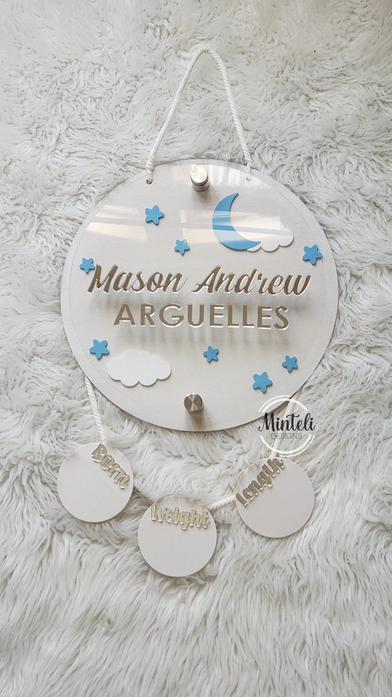 Newborn Baby Birth Stats Board Wood and Acrylic, 3d Style, Nursery ...