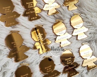 Baptism Custom Laser cut and engraved favors Magnets, angel shape, or any shape, baby shower favors, weddings, xv, sweet 16, etc