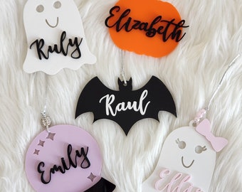 Acylic Halloween Basket or Backpack Tag | Customized with your kid's name or Initial