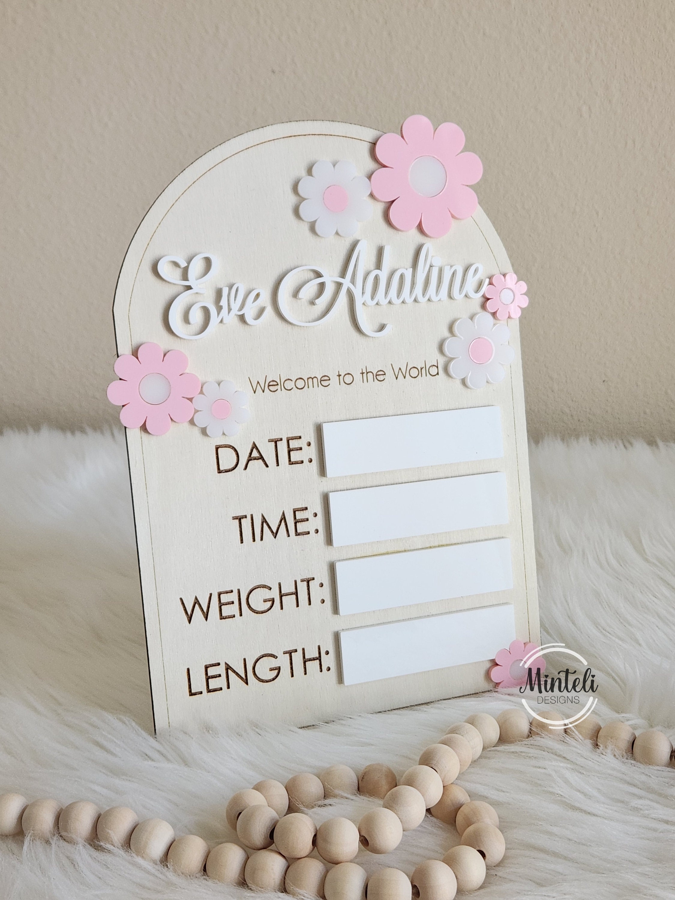 Newborn Baby Custom Birth Stats Board Sign Wood and Acrylic - Etsy