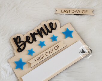 First Day of School Board Sign for Toddlers/kids, back to school custom sign, wood and acrylic elegant sign, anuncio primer dia de escuela