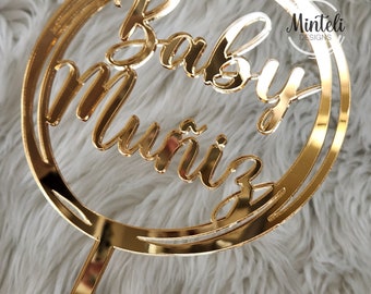 Welcome Baby, baby shower, custom baby name acrylic cake topper, cake decoration, cake charm, topper decorativo pastel, gold, silver, etc