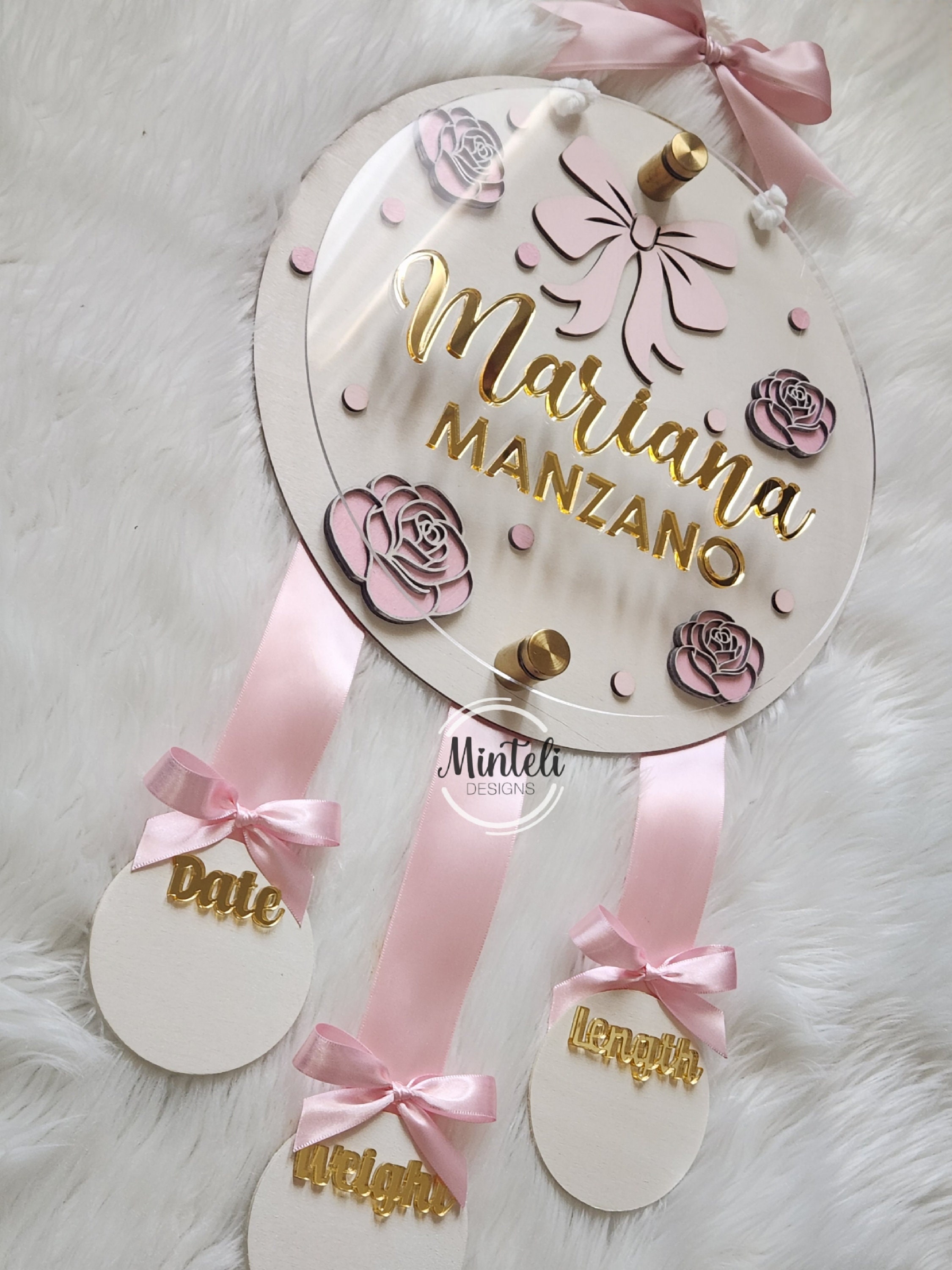Newborn Baby Birth Stats Board Wood and Acrylic, 3d Style, Nursery ...