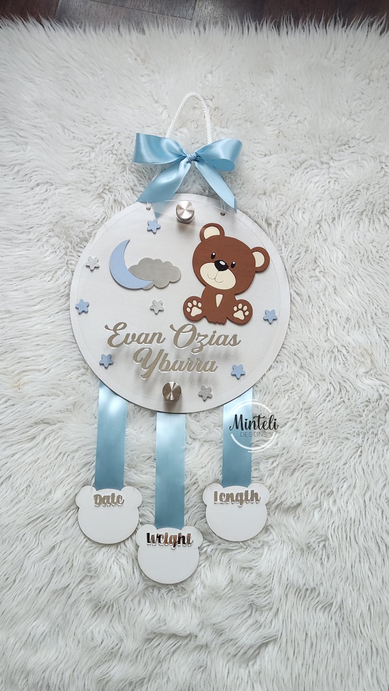 Newborn Baby Birth Stats Board Wood and Acrylic, 3d Style, Nursery ...