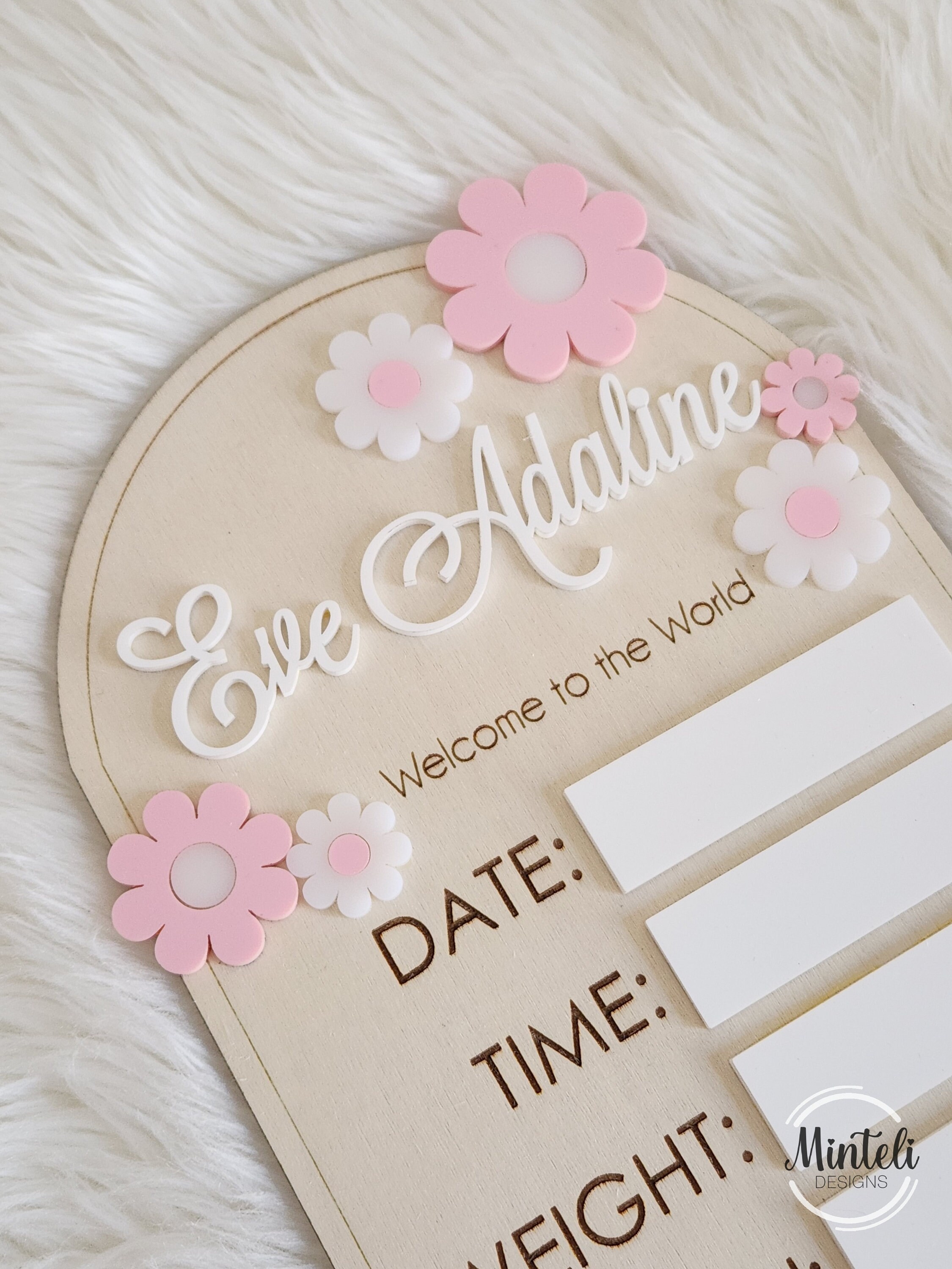 Newborn Baby Custom Birth Stats Board Sign Wood and Acrylic Elegant ...