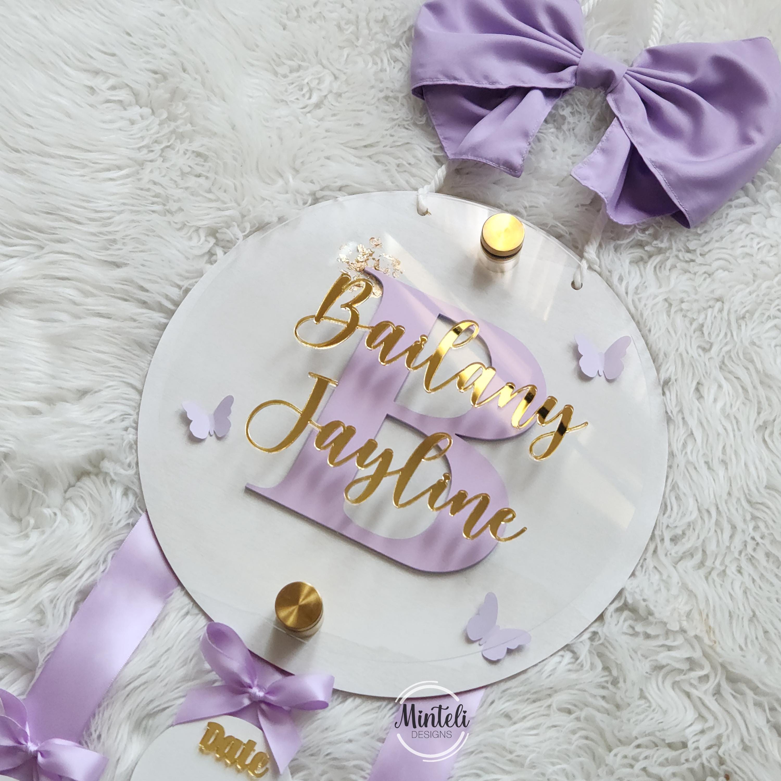 Newborn Baby Birth Stats Board Hanger Wood & Acrylic, 3d Style, Nursery ...