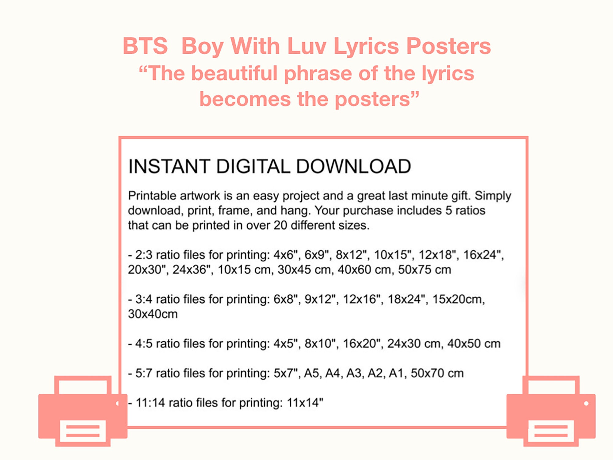 BTS Boy With Luv Lyrics Printable Poster KPOP Wall Art RM Etsy Ireland Bts Boy With Luv Lyrics Printable Poster Kpop Wall Art Rm Etsy Ireland