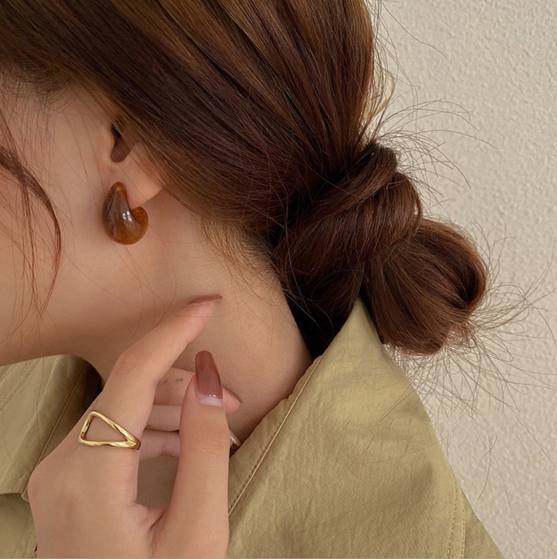Acrylic Minimalist Earring,Vintage,Gift for Her,Instagram Style,Copper,Hoop Earring