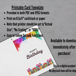 Printable Birthday Card Birthday Card Printable Digital Birthday Cards ...