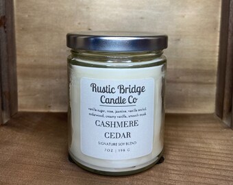 Cashmere Cedar- 7oz Candle - Hand poured Soy Wax Blend