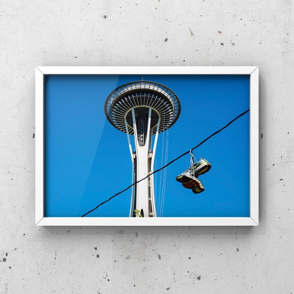 Space Needle Sneaker Line Print | Seattle Printable Wall Art - Studio Art | Music Studio Photography | Recording studio | Space Needle Decor